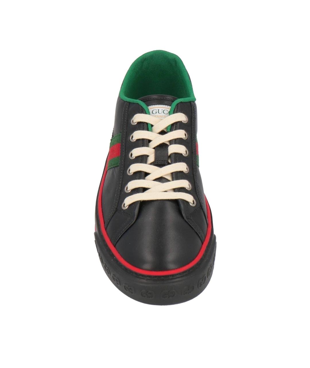 GUCCI Черные кожаные низкие кроссовки / кеды, фото 3
