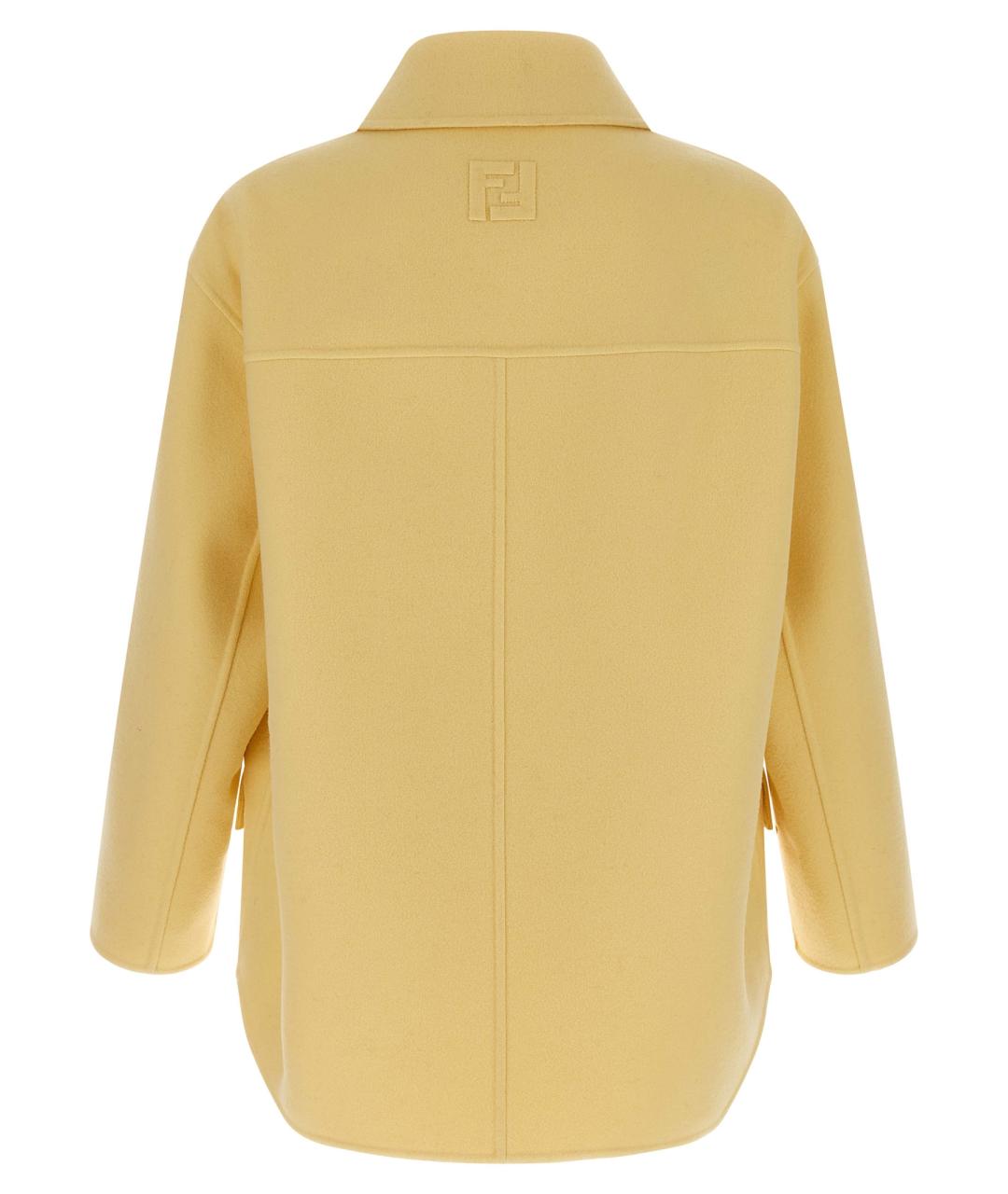 FENDI Желтое шерстяное пальто, фото 2