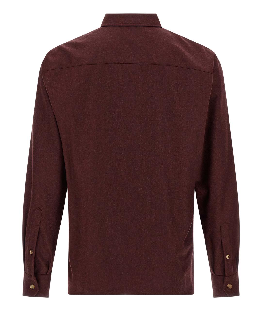 BRUNELLO CUCINELLI Бордовая шерстяная кэжуал рубашка, фото 2