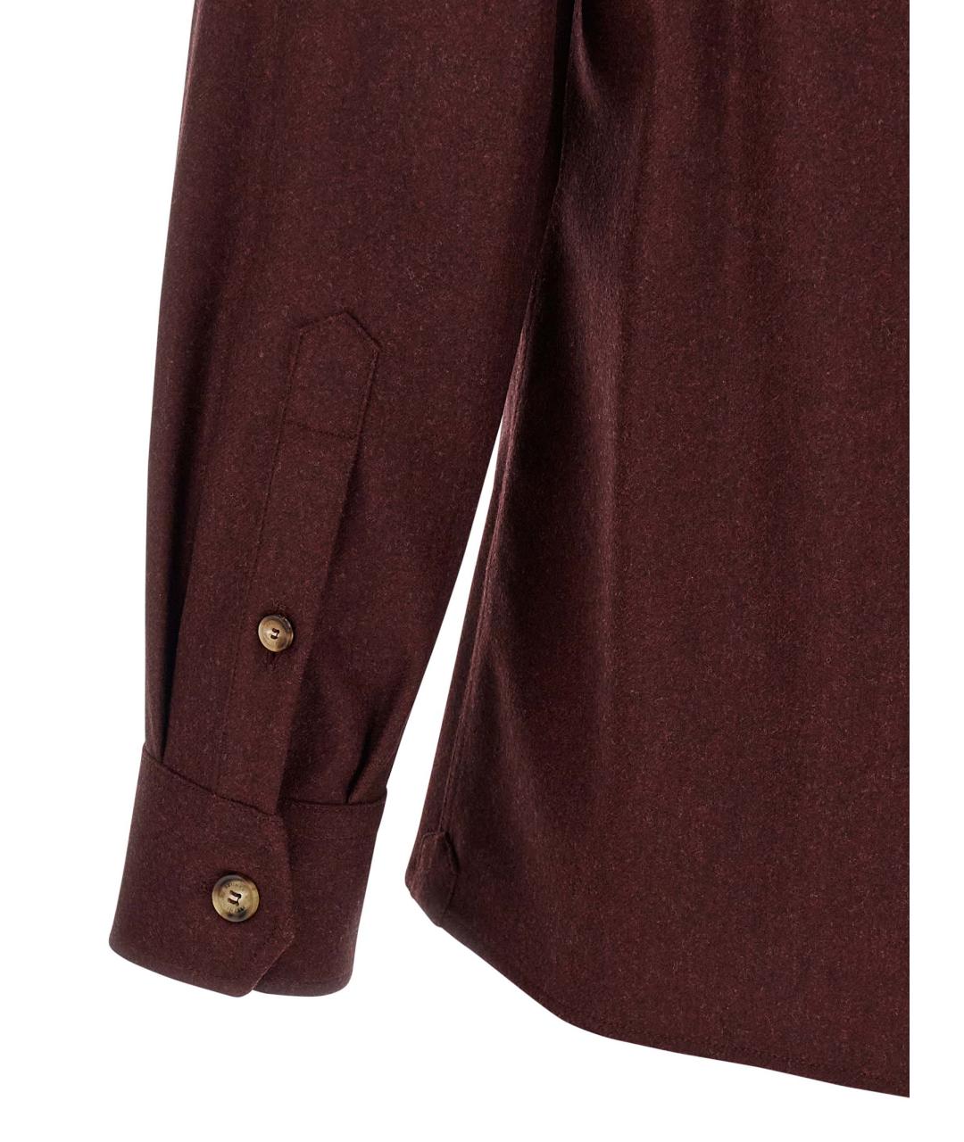 BRUNELLO CUCINELLI Бордовая шерстяная кэжуал рубашка, фото 4