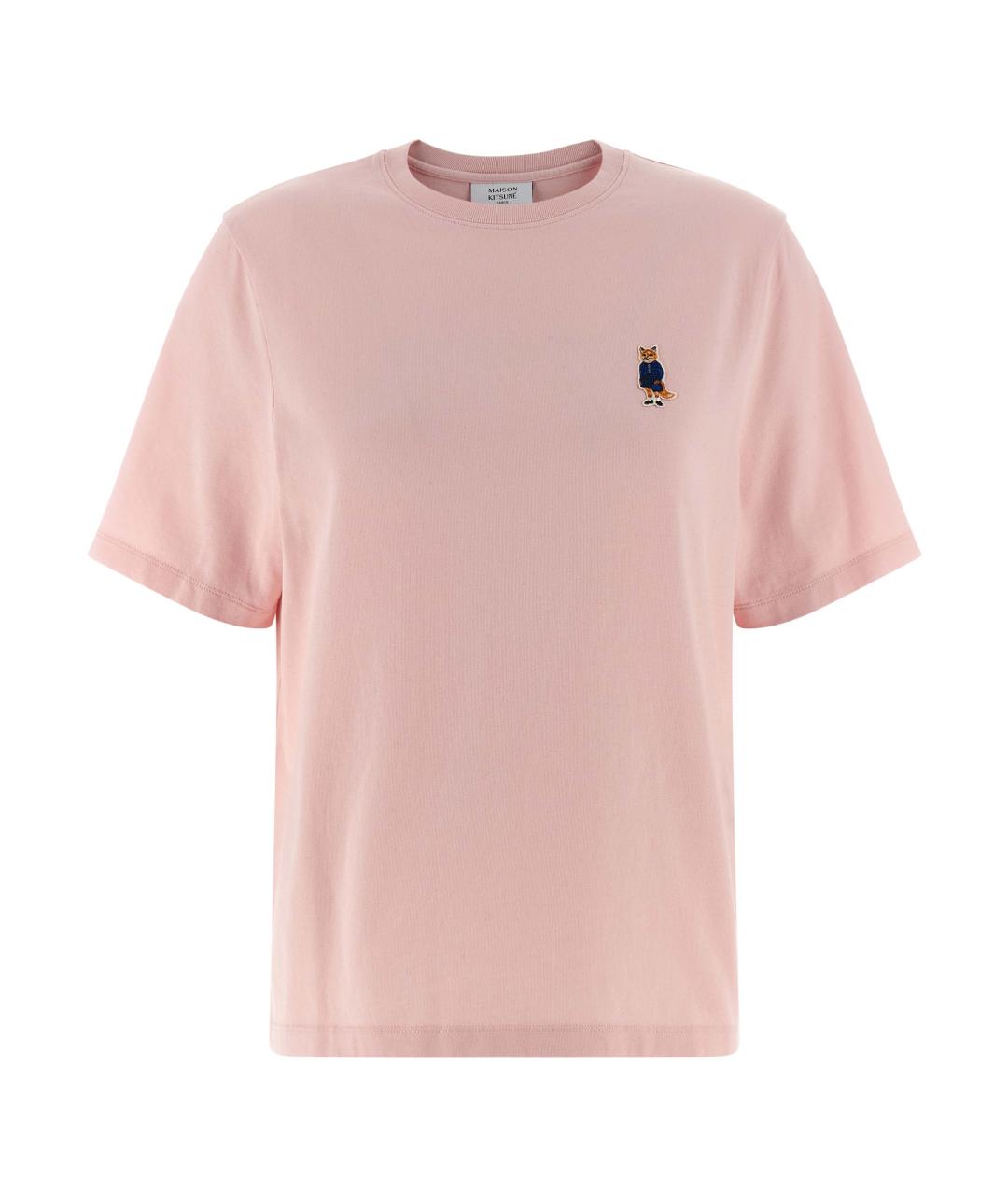 MAISON KITSUNE Розовая хлопковая футболка, фото 1
