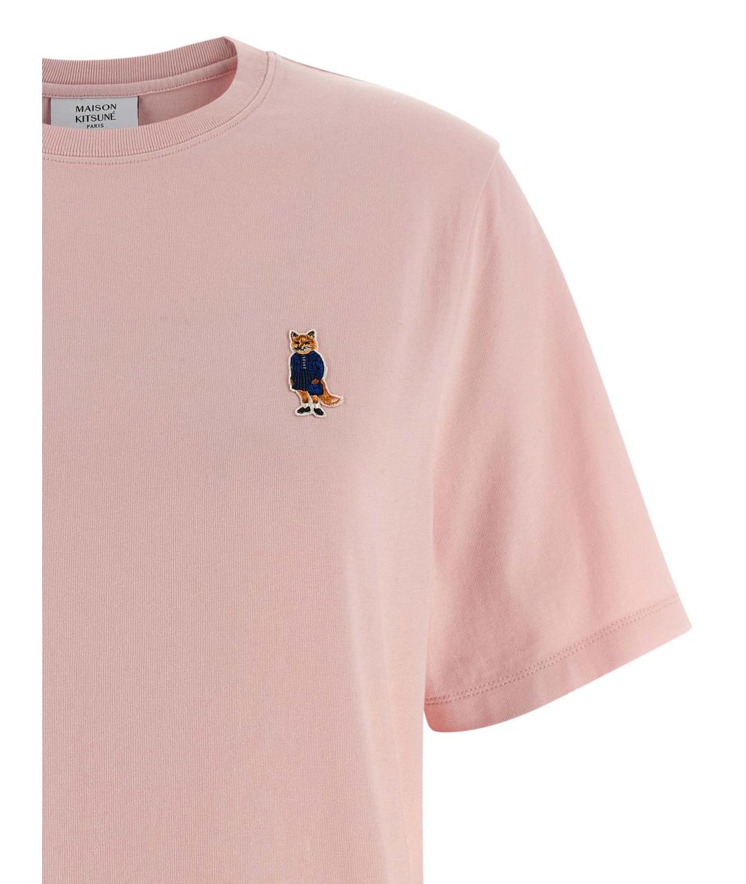 MAISON KITSUNE Розовая хлопковая футболка, фото 3