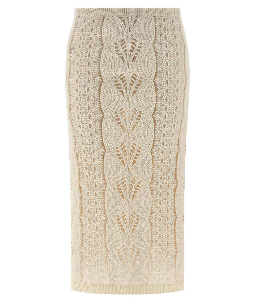 ERMANNO SCERVINO Бежевая шерстяная юбка миди, фото 1