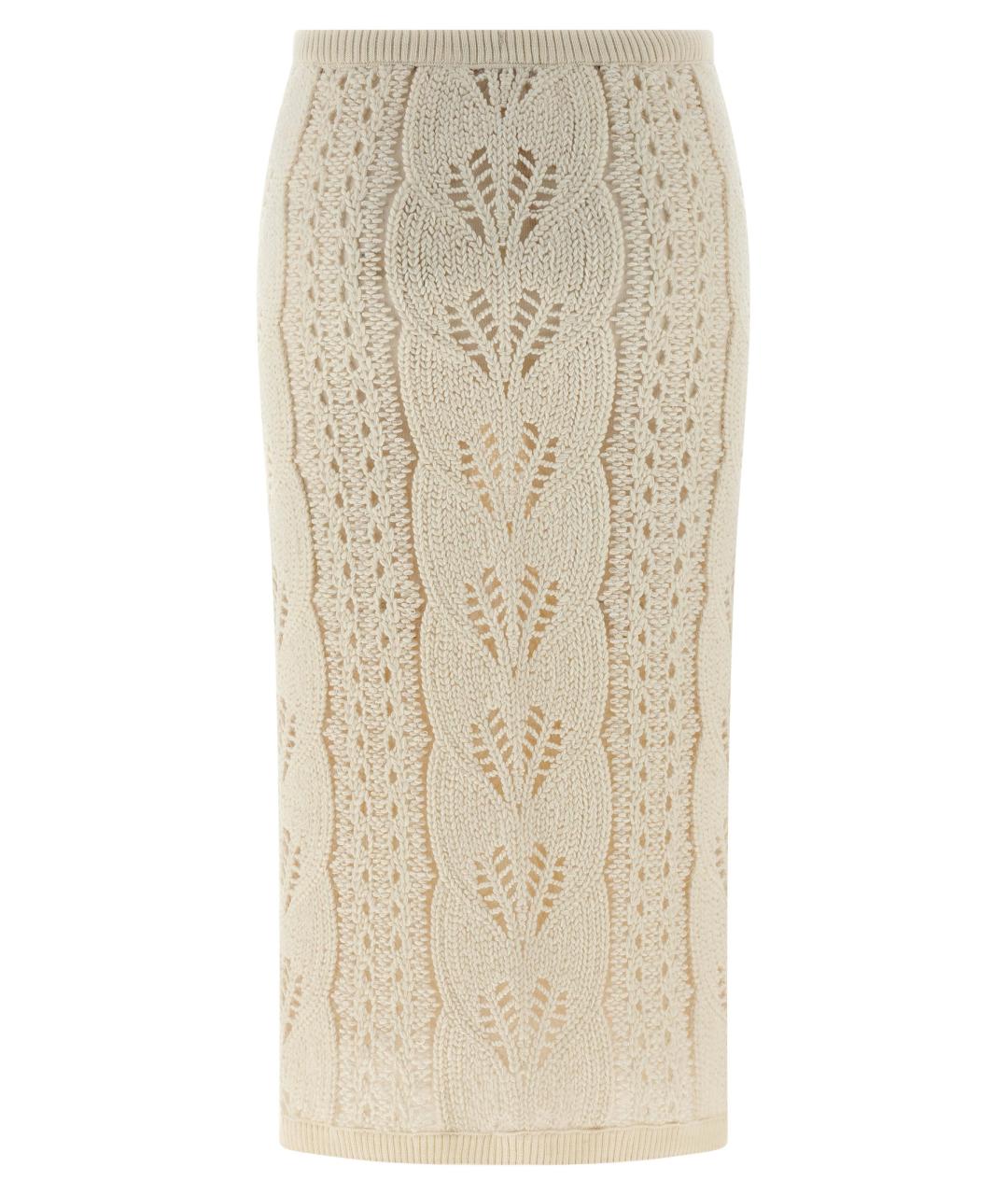 ERMANNO SCERVINO Бежевая шерстяная юбка миди, фото 2