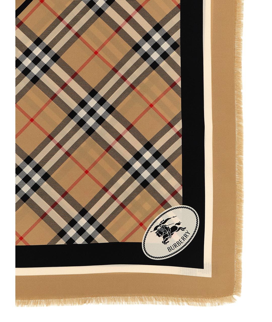 BURBERRY Бежевый шелковый шарф, фото 3