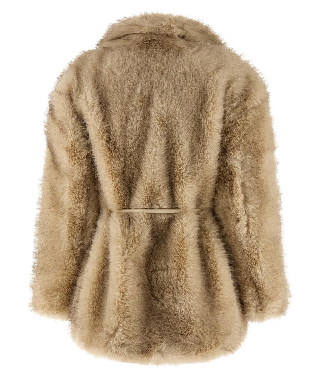 SPORTMAX Бежевая полиэстеровая шуба, фото 2