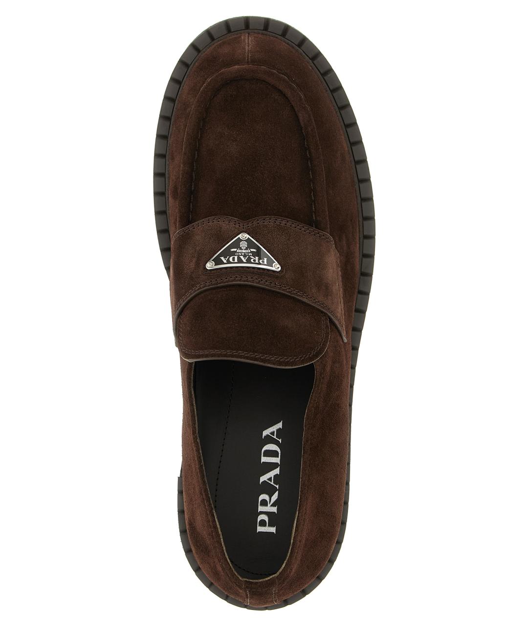 PRADA Коричневые кожаные лоферы, фото 4