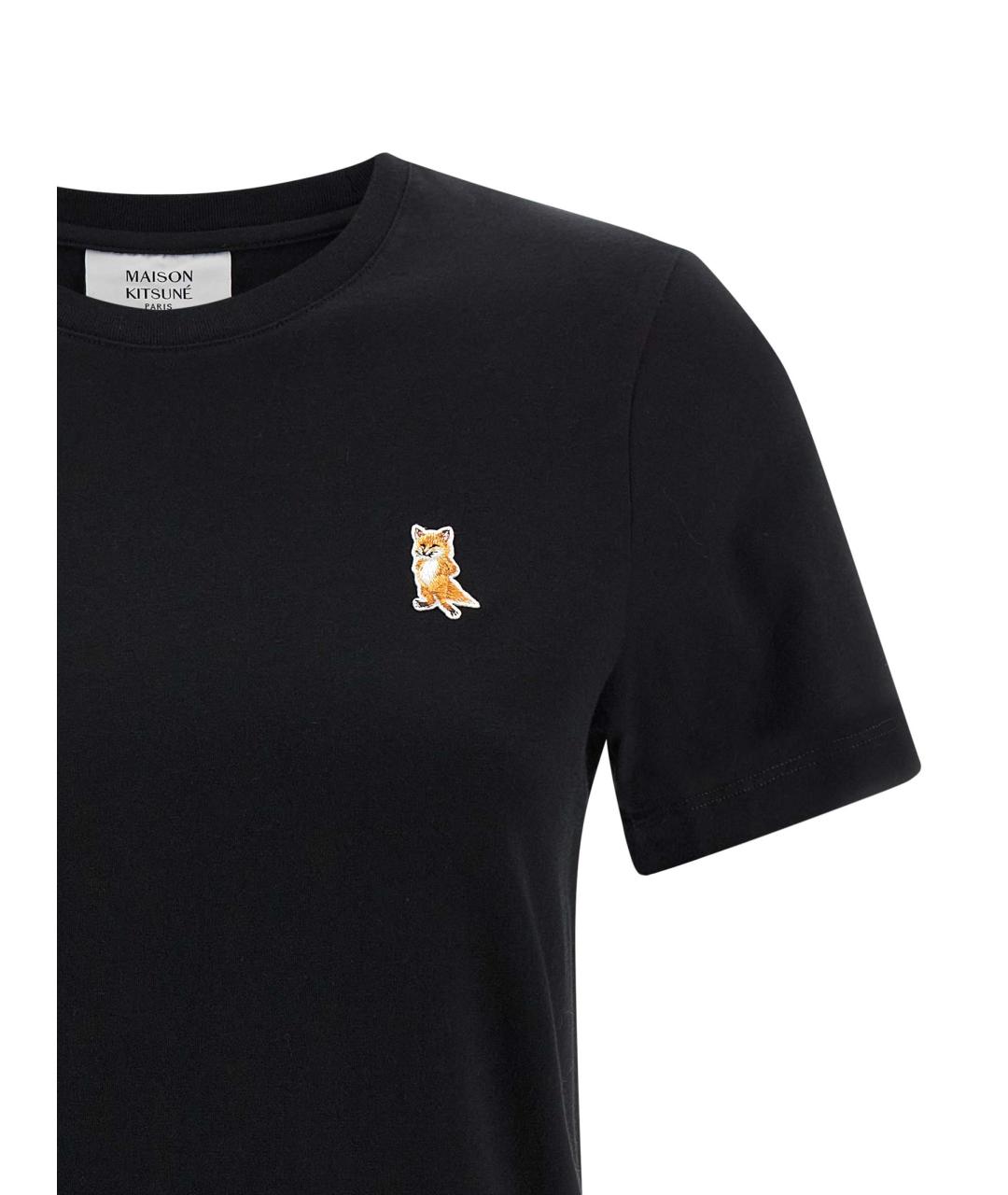 MAISON KITSUNE Черная хлопковая футболка, фото 3