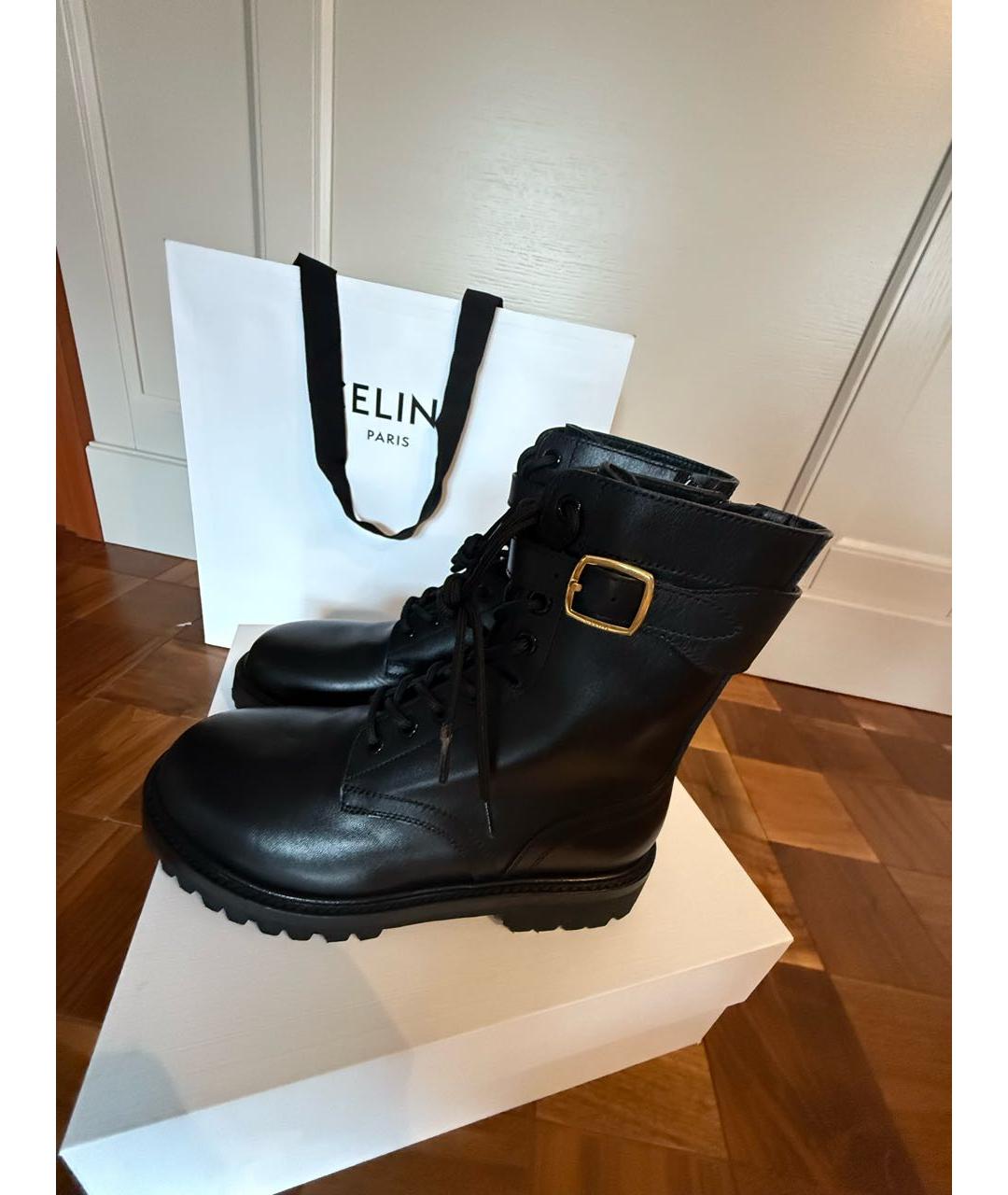 CELINE Черные кожаные ботинки, фото 5