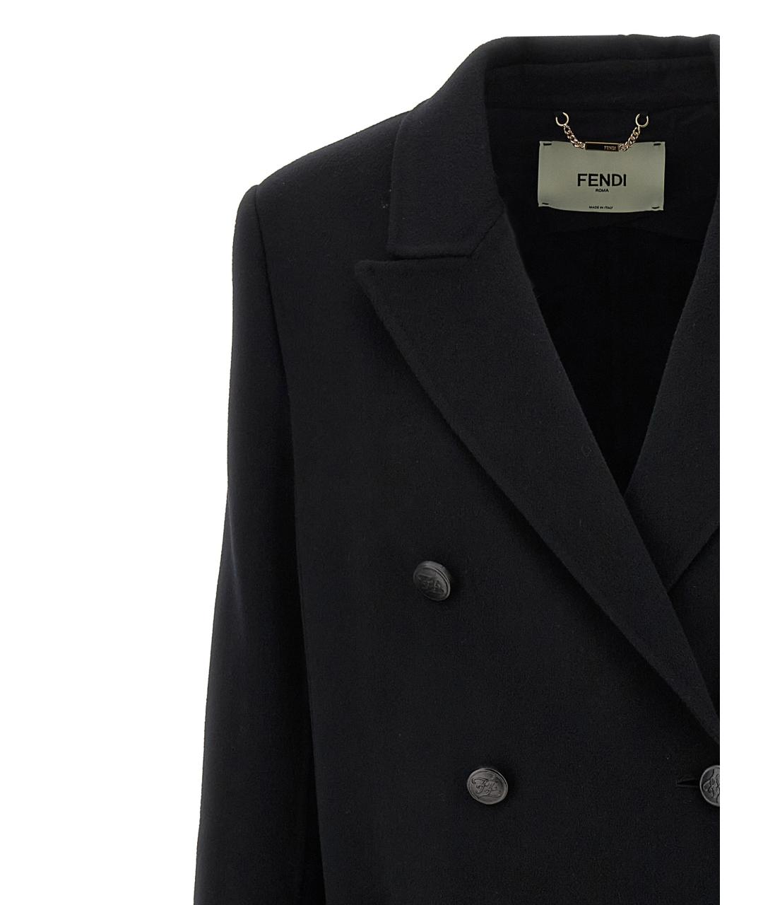 FENDI Черное шерстяное пальто, фото 3