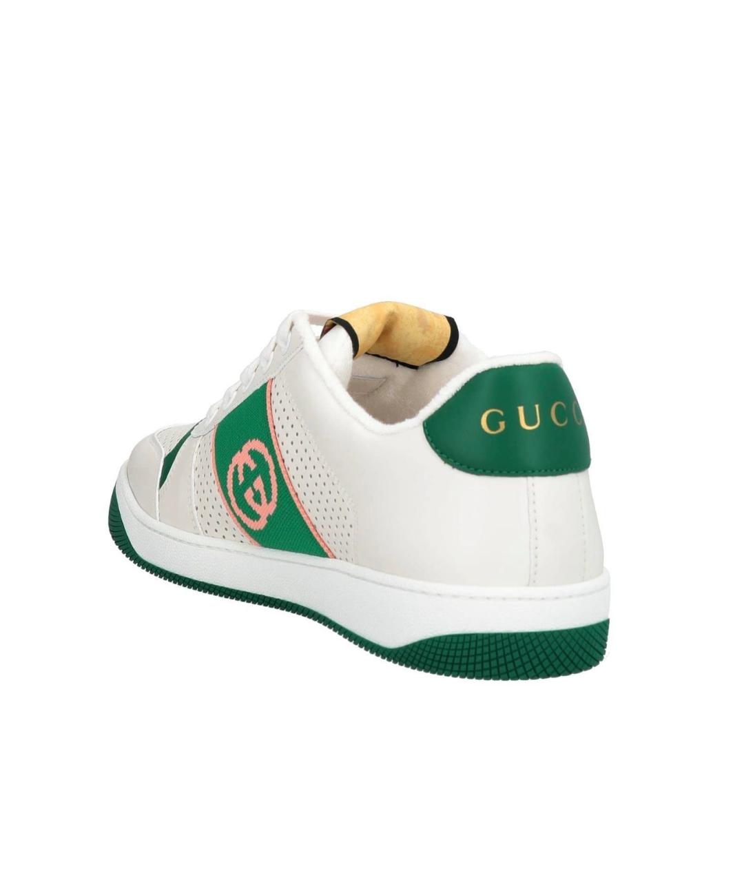 GUCCI Белые кожаные низкие кроссовки / кеды, фото 4