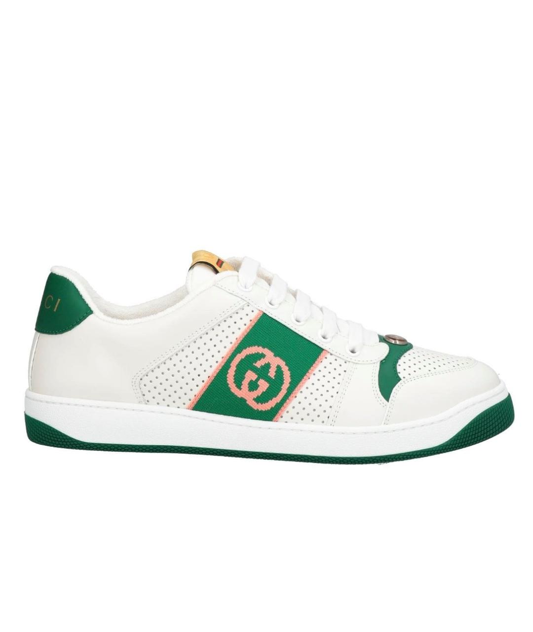 GUCCI Белые кожаные низкие кроссовки / кеды, фото 1