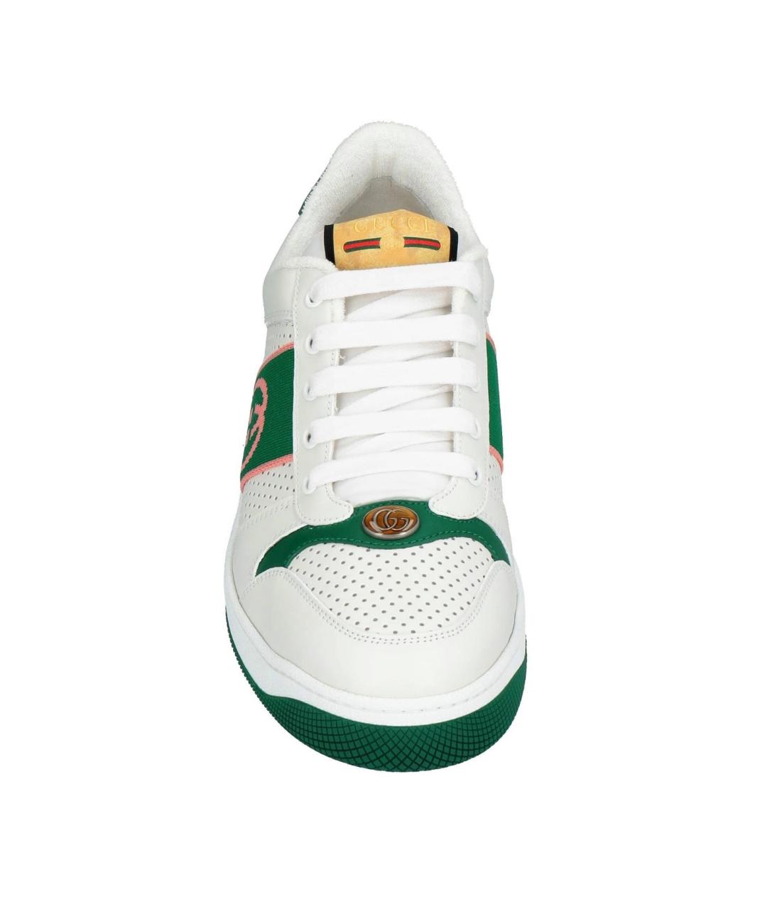 GUCCI Белые кожаные низкие кроссовки / кеды, фото 3