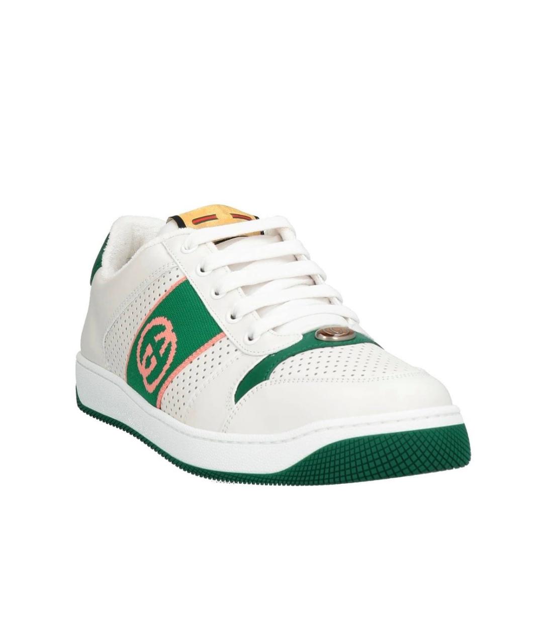 GUCCI Белые кожаные низкие кроссовки / кеды, фото 2