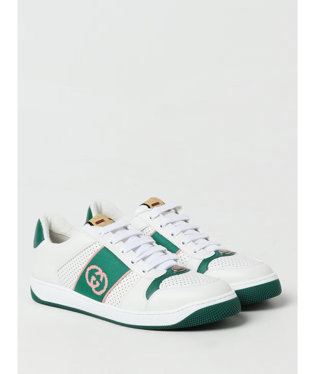 GUCCI Белые кожаные низкие кроссовки / кеды, фото 5