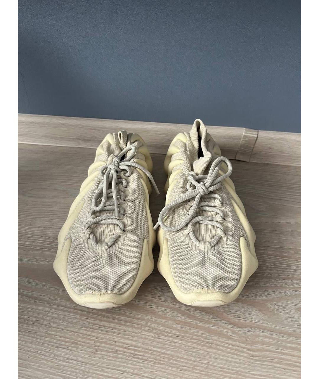 ADIDAS YEEZY Бежевые текстильные низкие кроссовки / кеды, фото 4