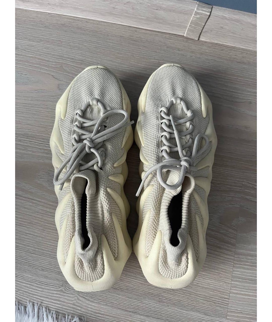 ADIDAS YEEZY Бежевые текстильные низкие кроссовки / кеды, фото 2