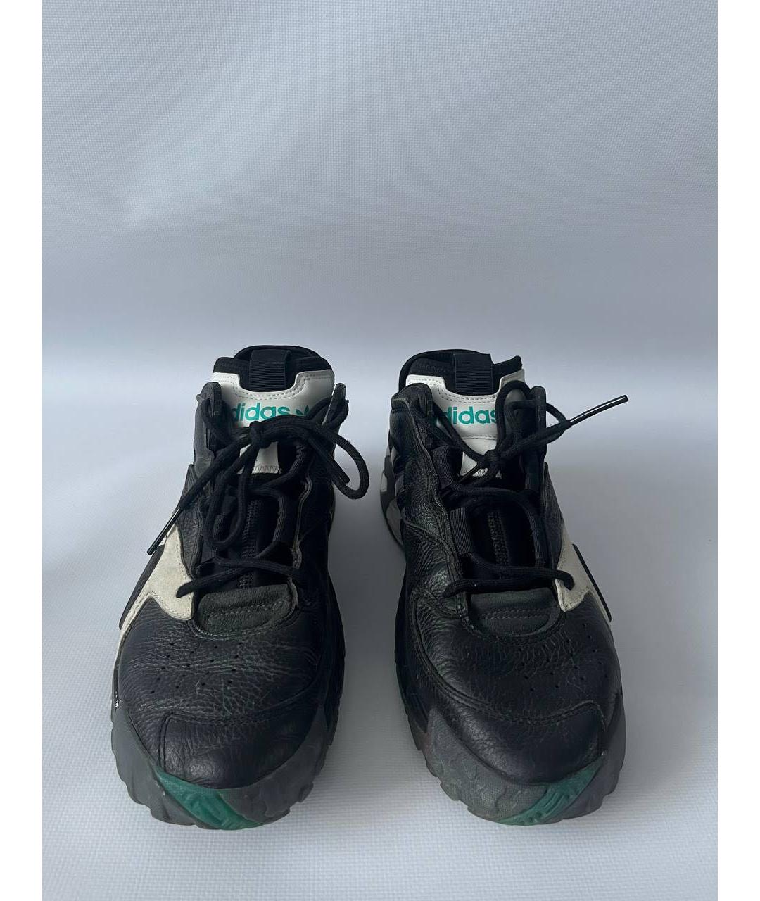 ADIDAS Черные кожаные низкие кроссовки / кеды, фото 3