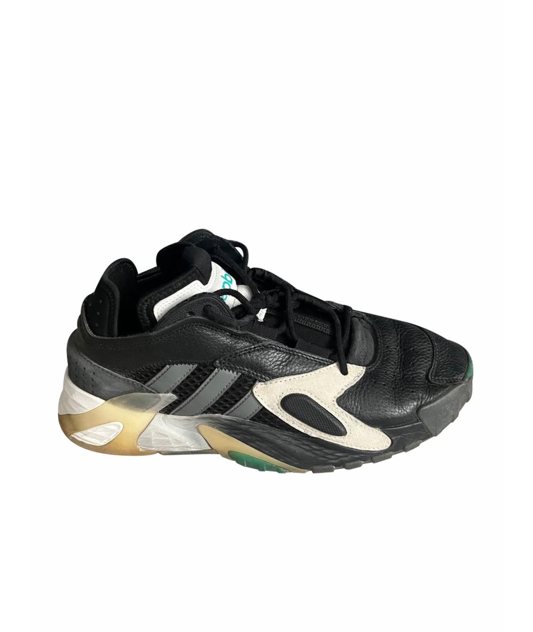 ADIDAS Черные кожаные низкие кроссовки / кеды, фото 1
