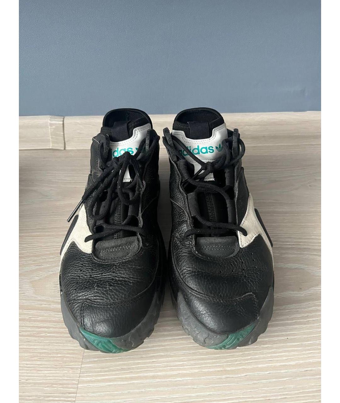 ADIDAS Черные кожаные низкие кроссовки / кеды, фото 5