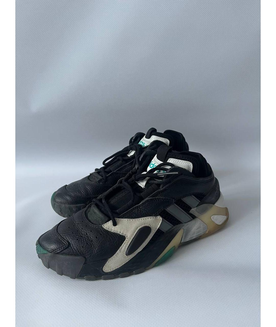 ADIDAS Черные кожаные низкие кроссовки / кеды, фото 2