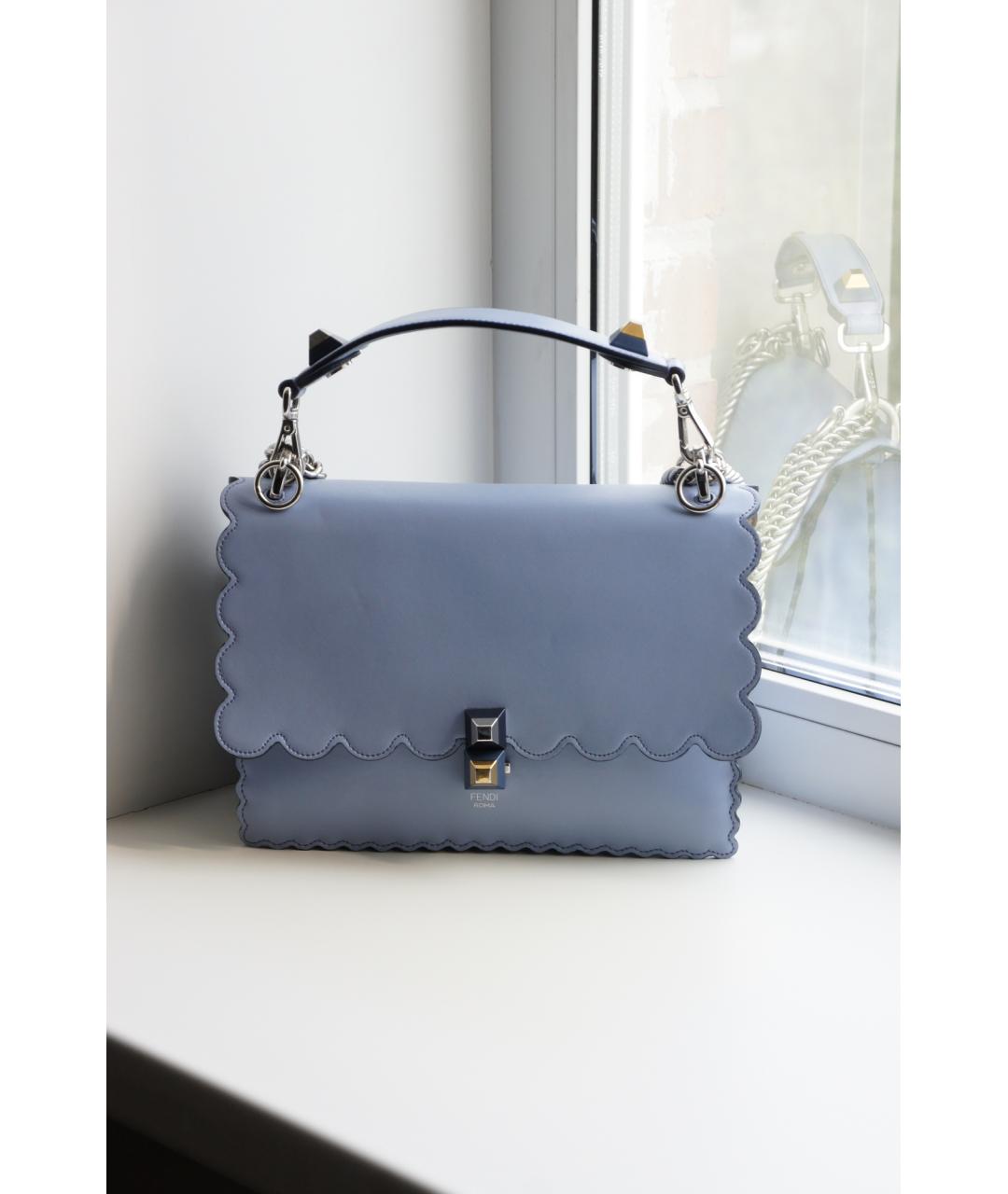 FENDI Голубая кожаная сумка через плечо, фото 2