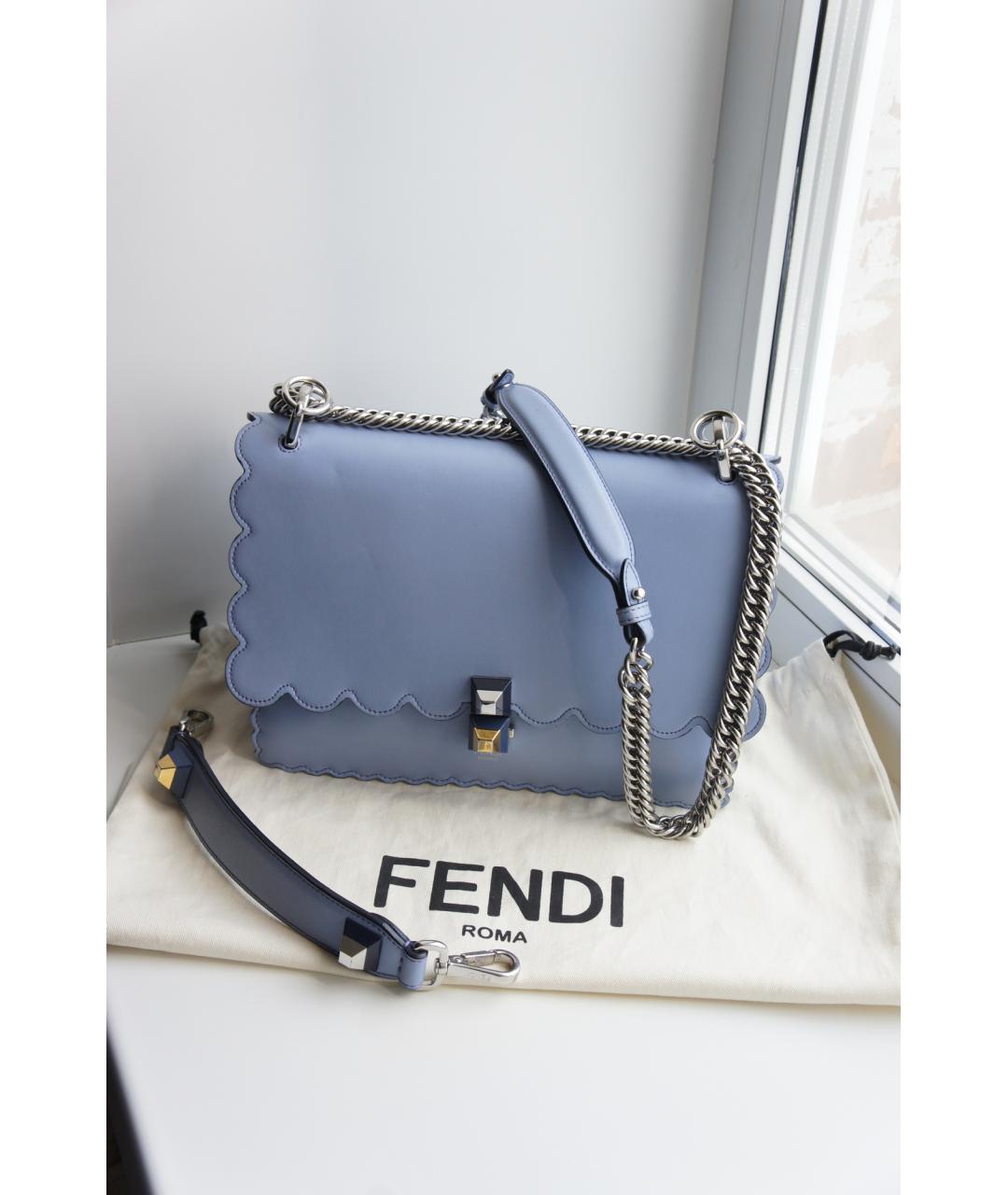 FENDI Голубая кожаная сумка через плечо, фото 6