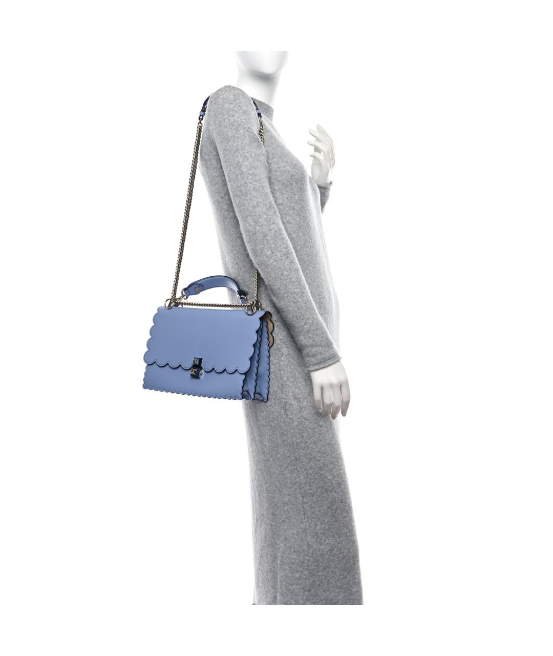 FENDI Голубая кожаная сумка через плечо, фото 8