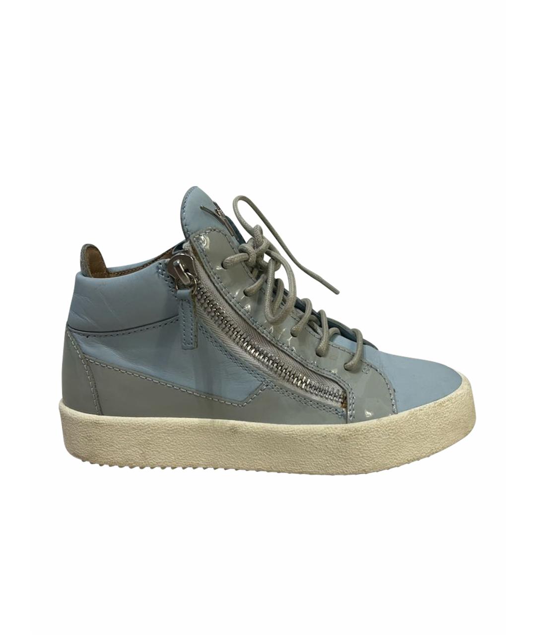 GIUSEPPE ZANOTTI DESIGN Голубые кожаные кеды, фото 1