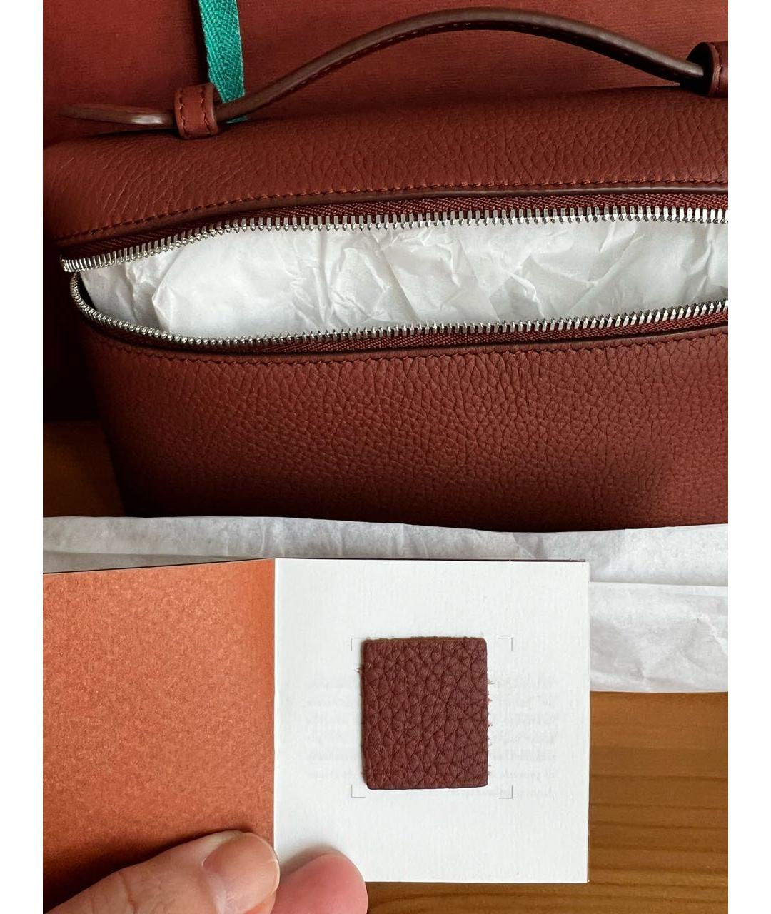 LORO PIANA Бордовая кожаная сумка на плечо, фото 3