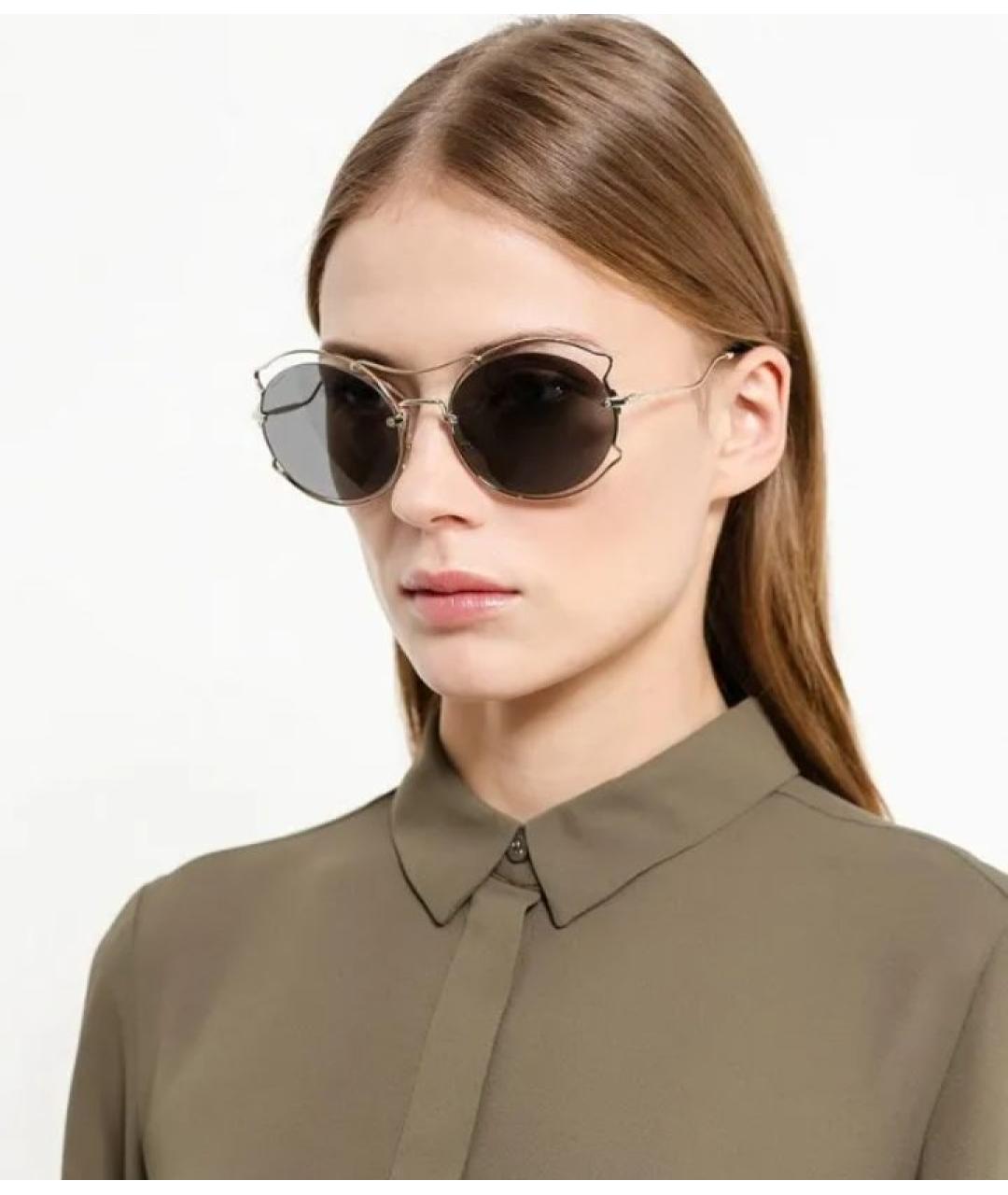 MIU MIU Серебряные металлические солнцезащитные очки, фото 5