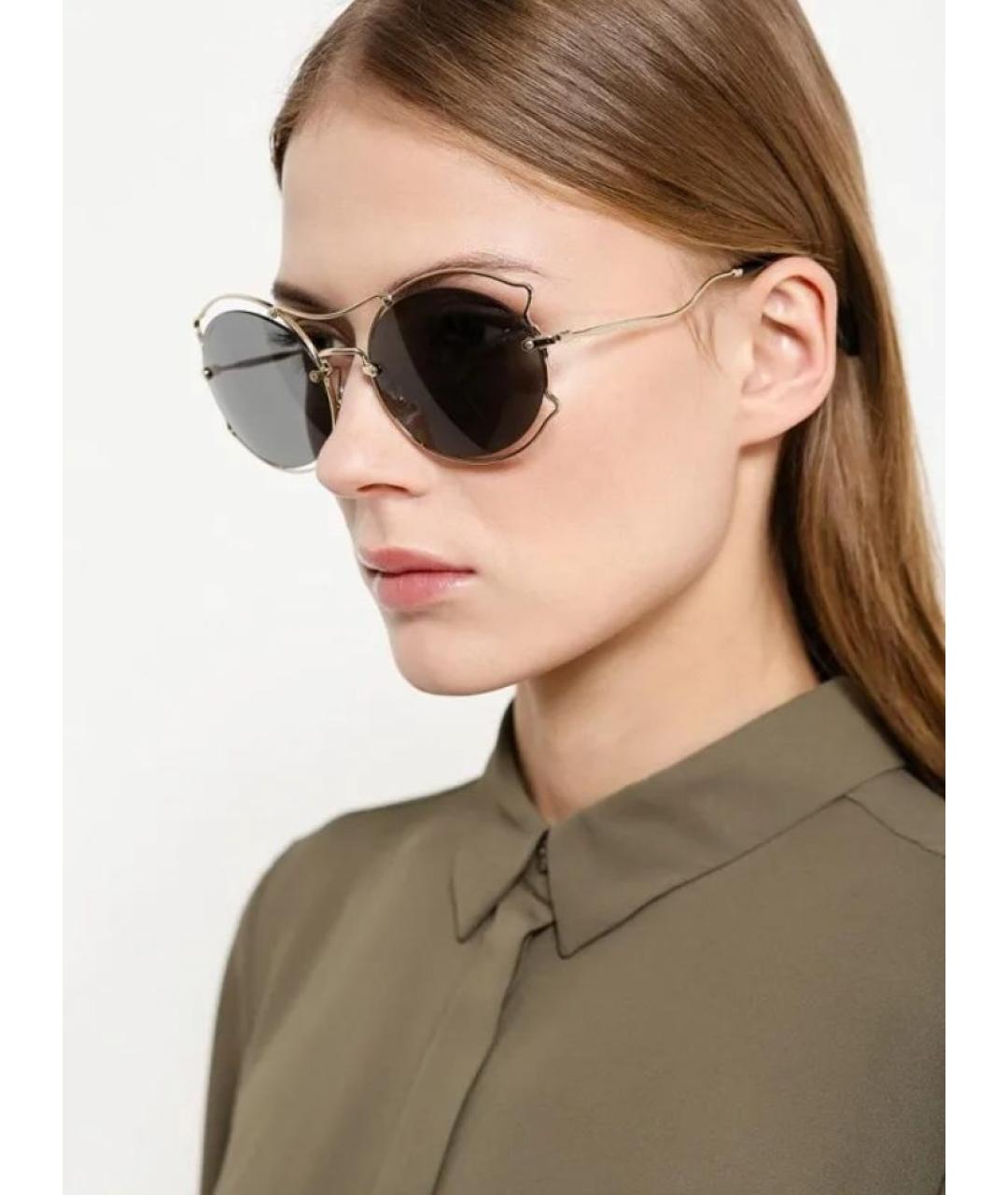 MIU MIU Серебряные металлические солнцезащитные очки, фото 6