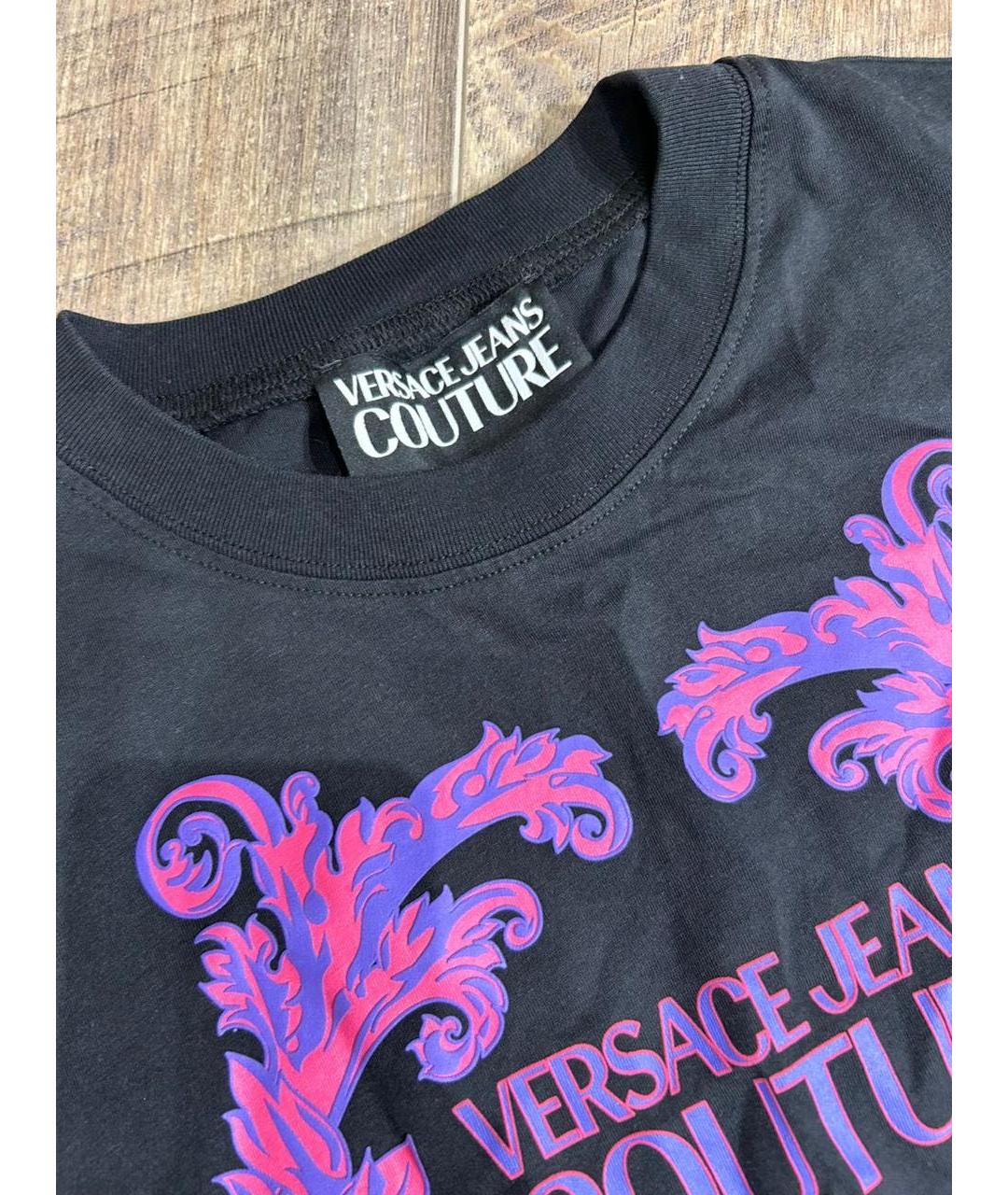 VERSACE JEANS COUTURE Черная хлопковая футболка, фото 4
