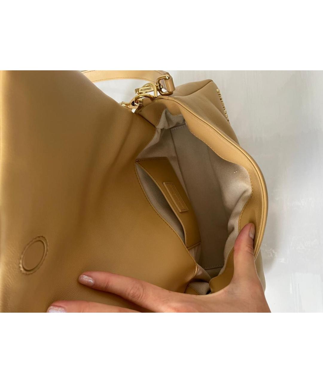 JACQUEMUS Горчичная кожаная сумка через плечо, фото 4