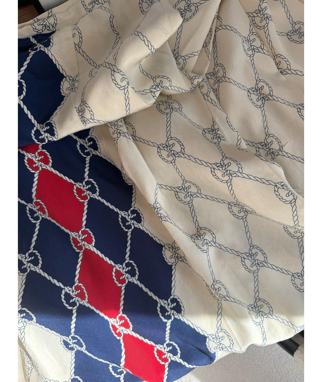 GUCCI Бежевая шелковая юбка миди, фото 4