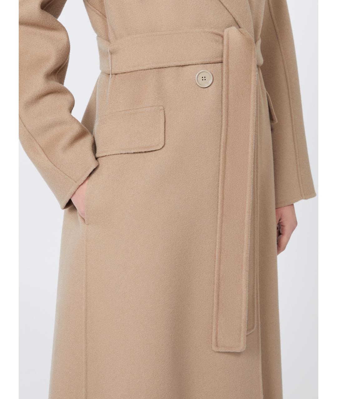 'S MAX MARA Бежевое шерстяное пальто, фото 5