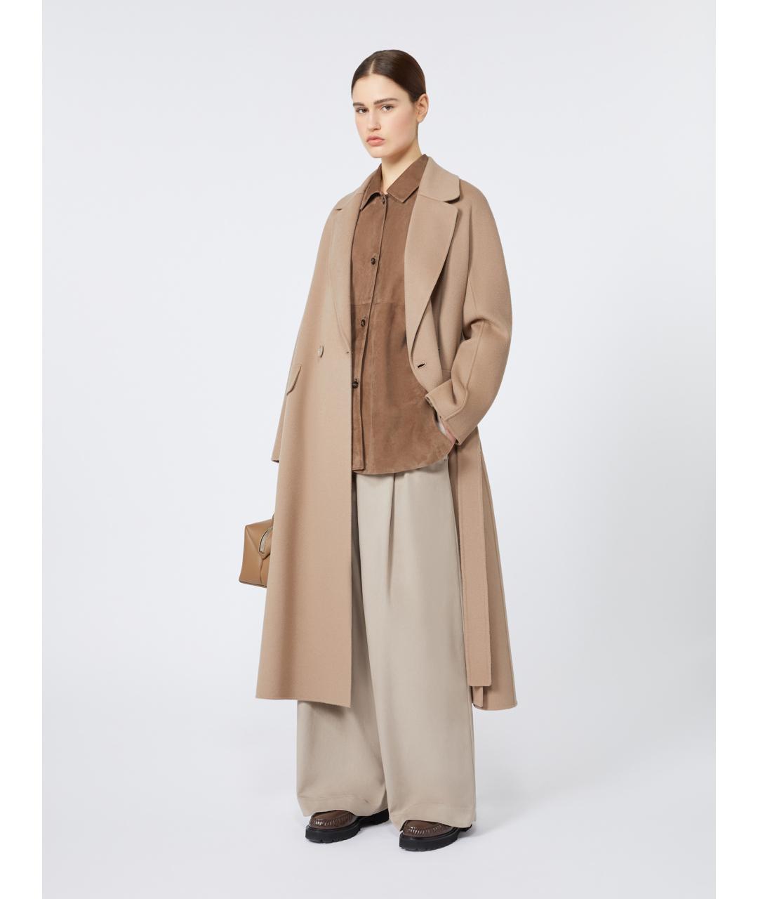 'S MAX MARA Бежевое шерстяное пальто, фото 2