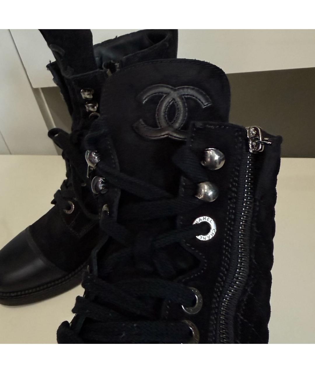 CHANEL Черные замшевые ботинки, фото 6