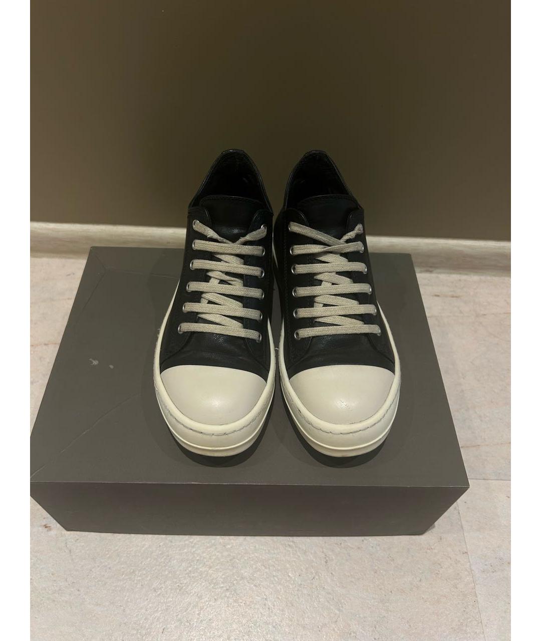 RICK OWENS Черные кожаные кеды, фото 2