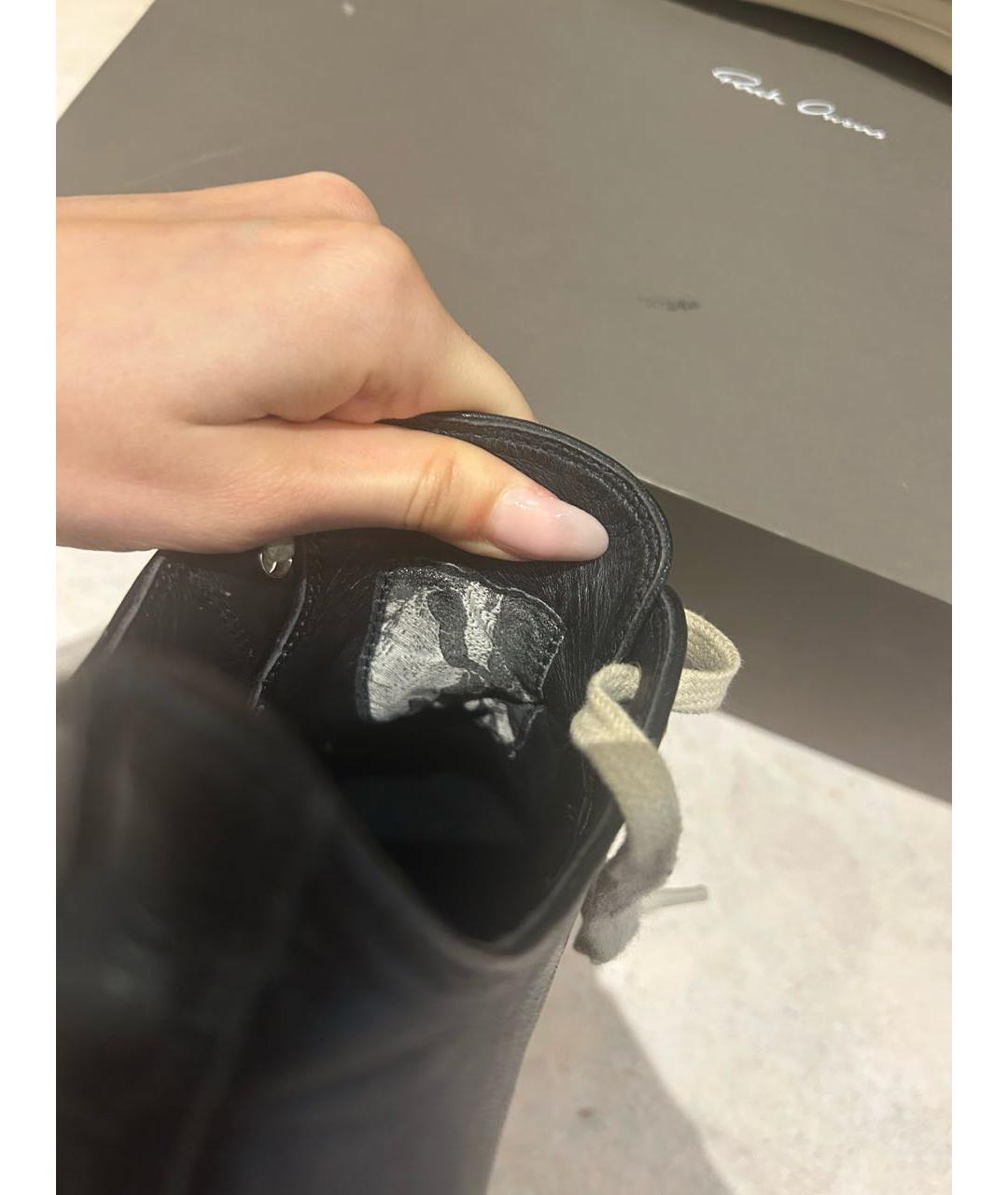 RICK OWENS Черные кожаные кеды, фото 7