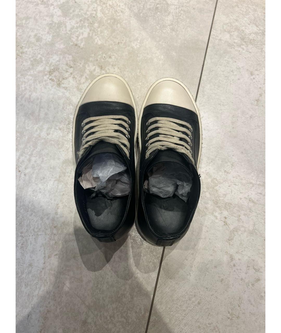 RICK OWENS Черные кожаные кеды, фото 3