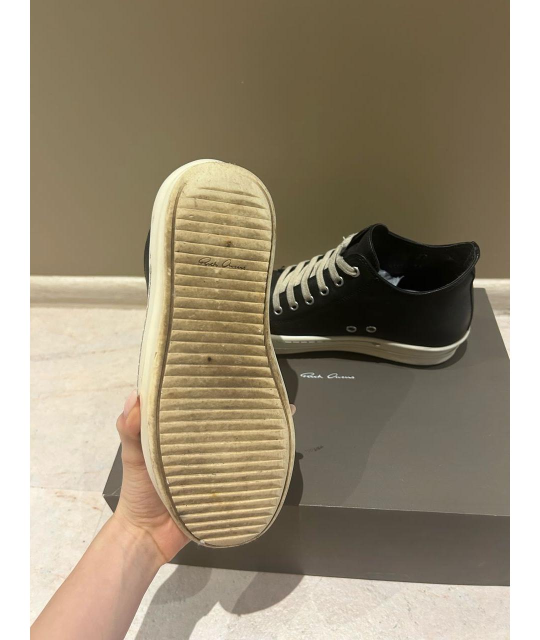 RICK OWENS Черные кожаные кеды, фото 5