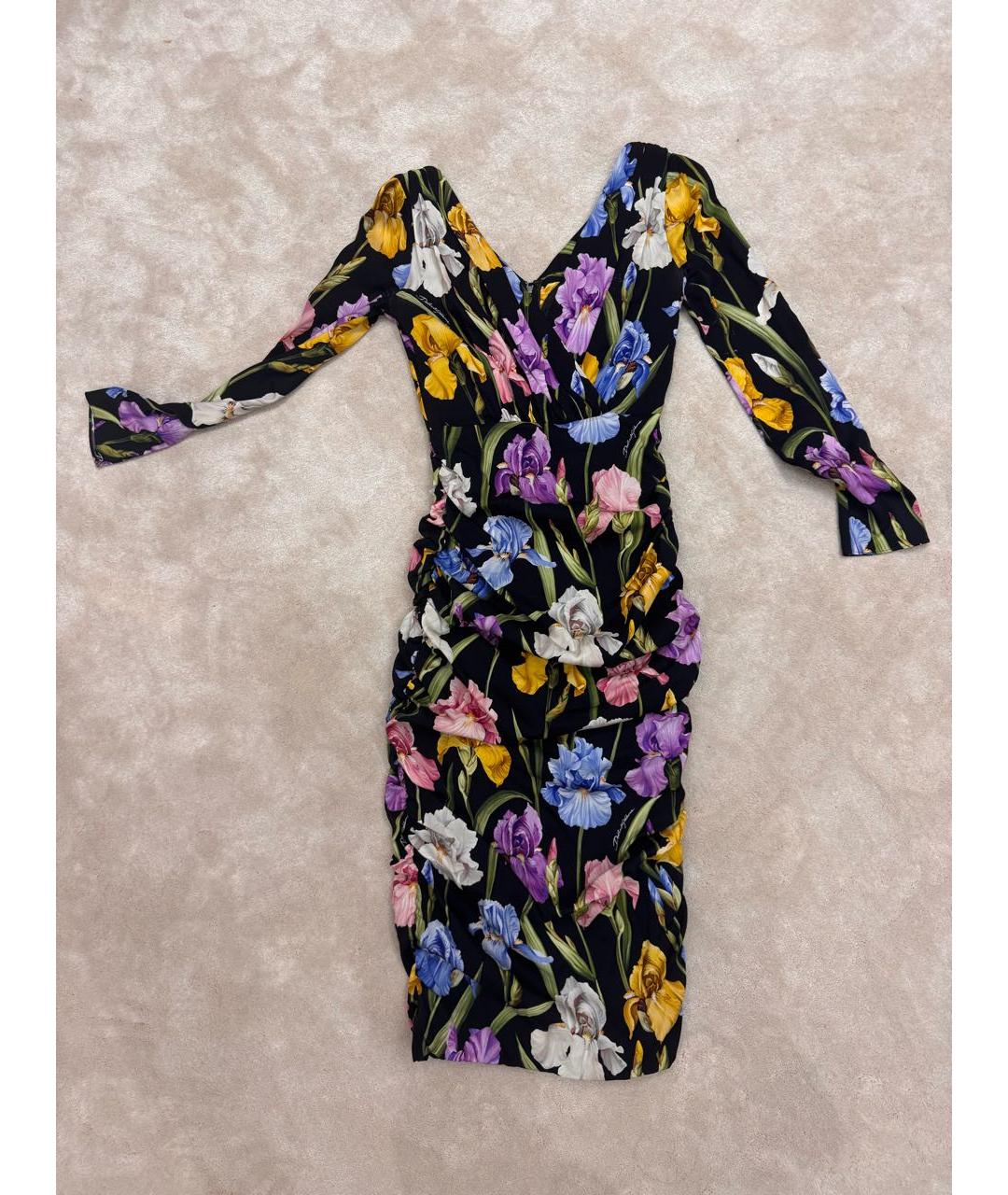 DOLCE&GABBANA Черное шелковое коктейльное платье, фото 5