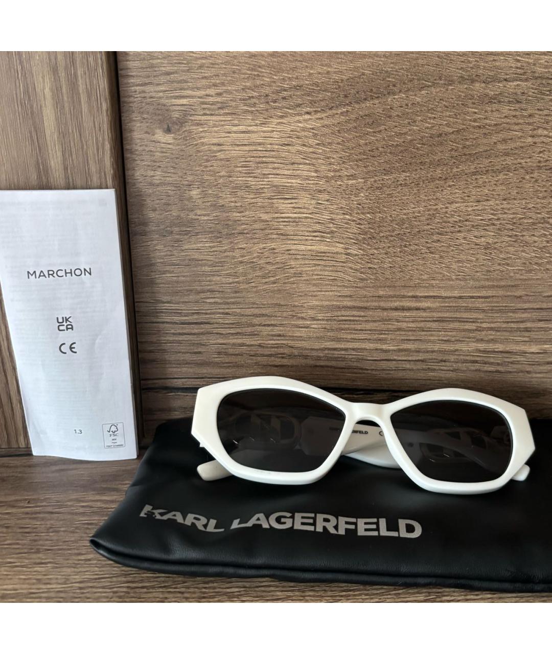 KARL LAGERFELD Белые пластиковые солнцезащитные очки, фото 4