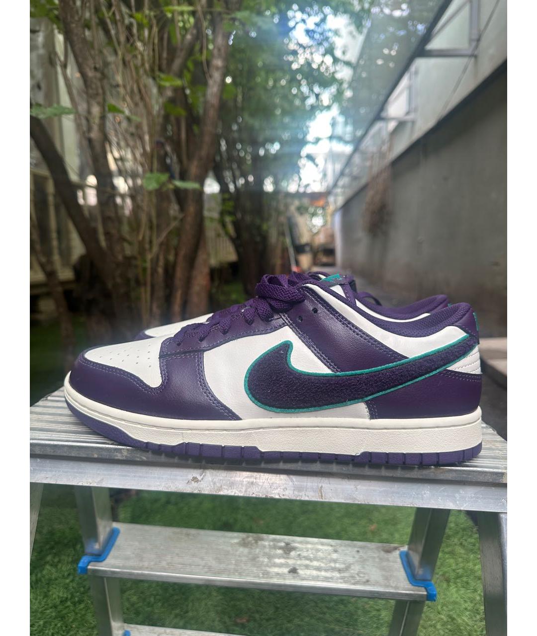 NIKE Фиолетовые кожаные низкие кроссовки / кеды, фото 9