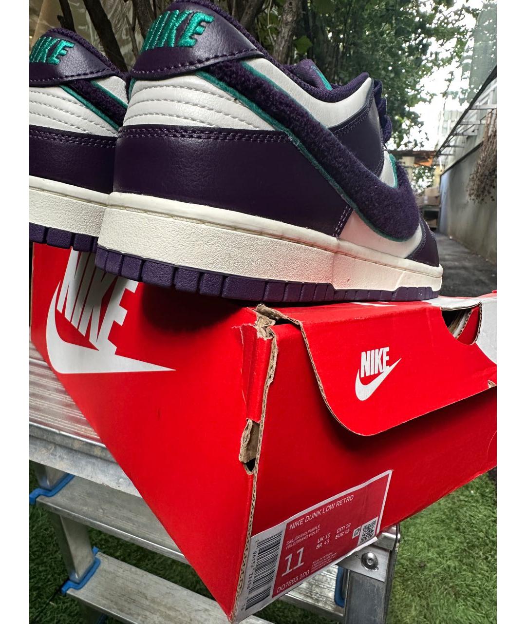 NIKE Фиолетовые кожаные низкие кроссовки / кеды, фото 8
