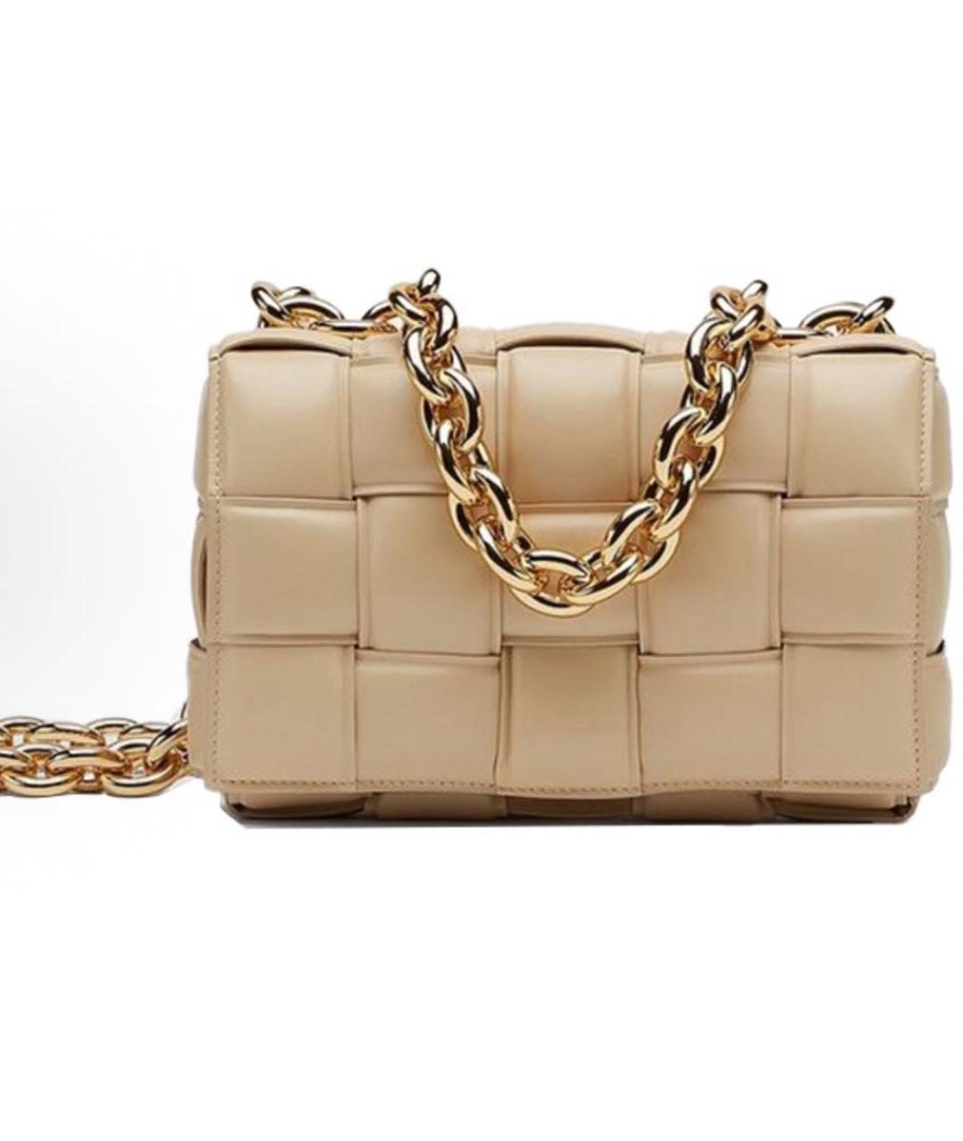 BOTTEGA VENETA Бежевая кожаная сумка через плечо, фото 6