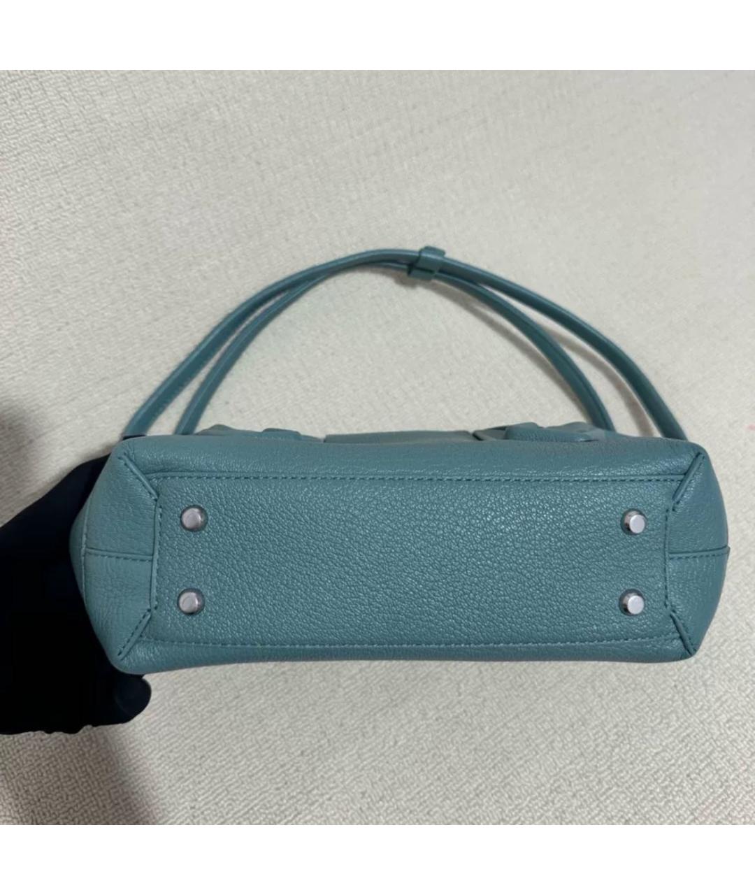 BOTTEGA VENETA Бирюзовая кожаная сумка с короткими ручками, фото 3