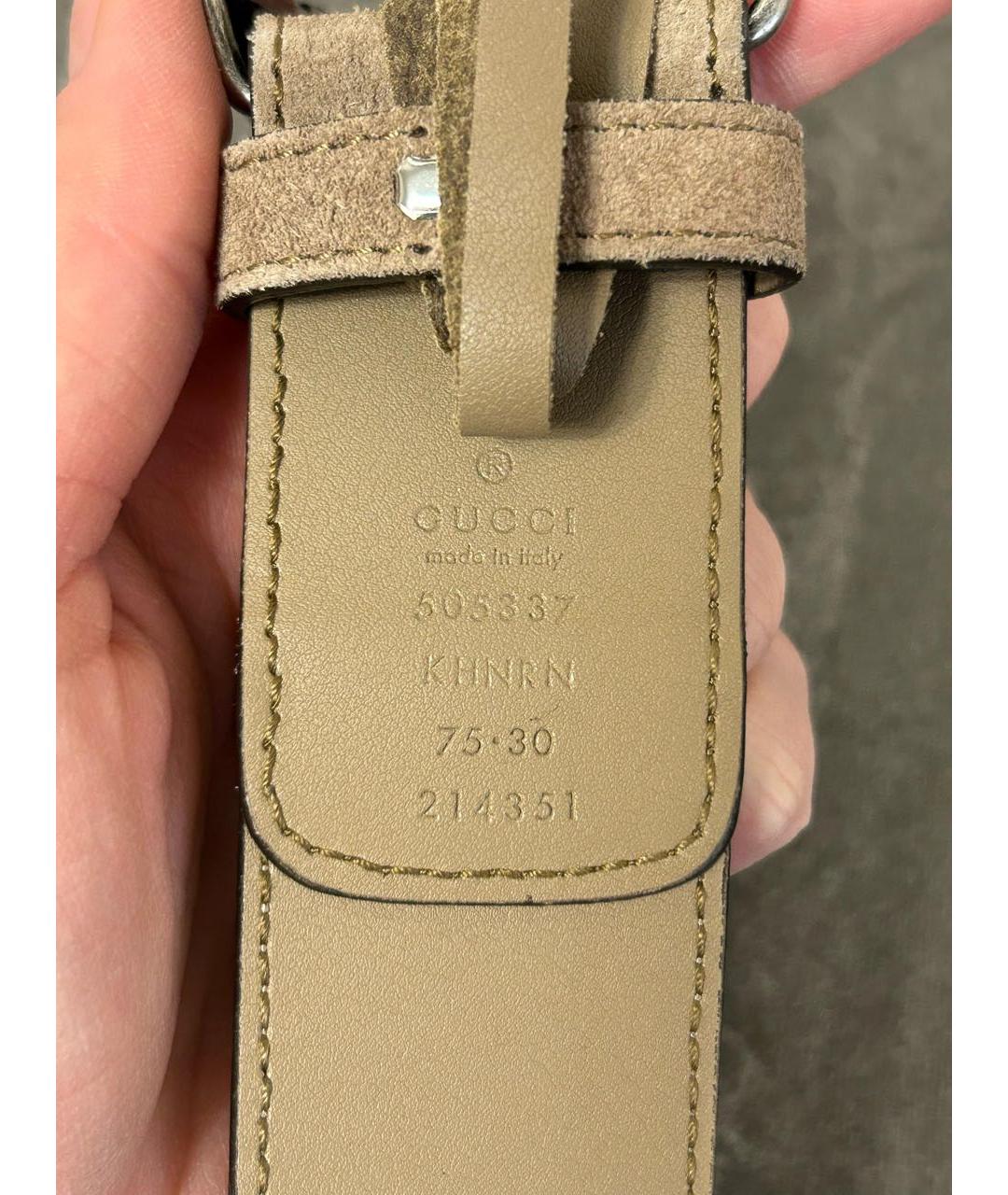 GUCCI Бежевый кожаный ремень, фото 3