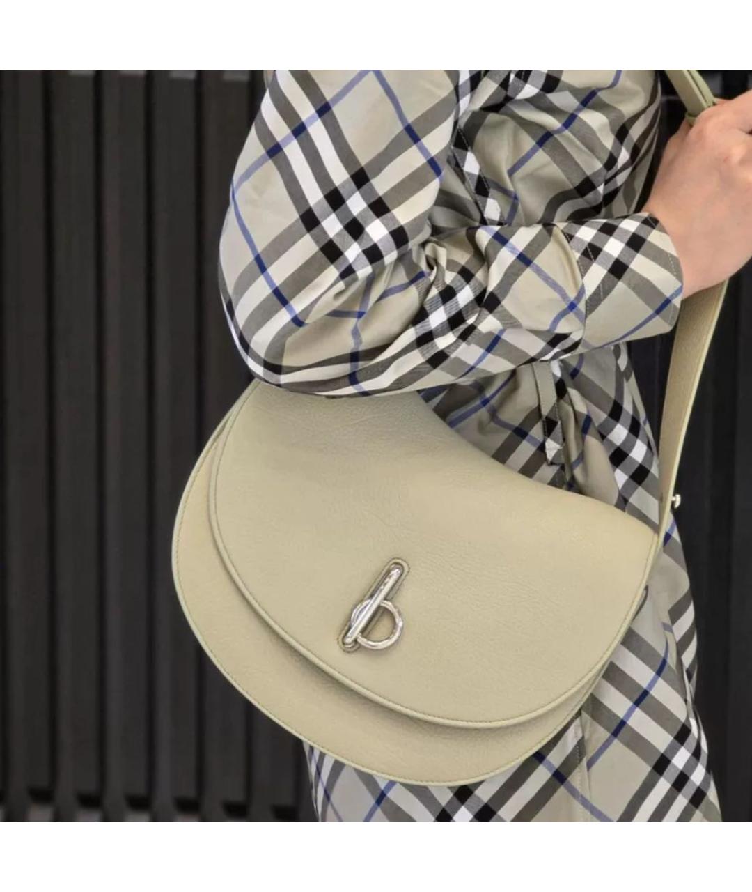 BURBERRY Бежевая кожаная сумка через плечо, фото 4